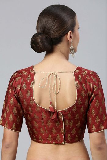 Jacquard Non Padded Blouse In Maroon Colour - BL1391269