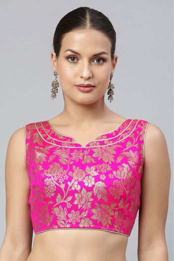 Jacquard Non Padded Blouse In Pink Colour - BL1391278