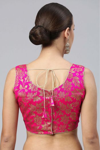 Jacquard Non Padded Blouse In Pink Colour - BL1391278