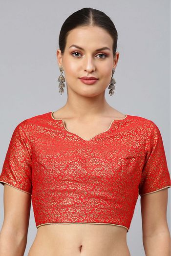 Jacquard Non Padded Blouse In Red Colour - BL1391270
