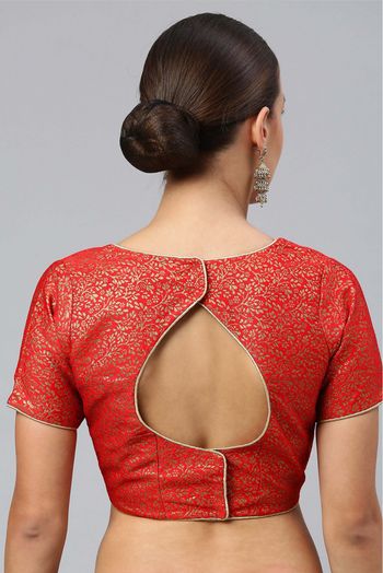 Jacquard Non Padded Blouse In Red Colour - BL1391270