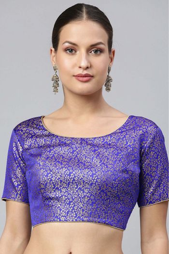 Jacquard Non Padded Blouse In Royal Blue Colour - BL1391276