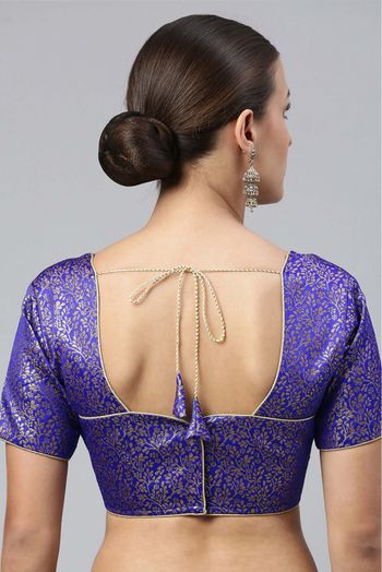 Jacquard Non Padded Blouse In Royal Blue Colour - BL1391276