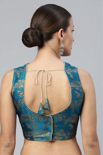 Jacquard Non Padded Blouse In Teal Colour - BL1391273