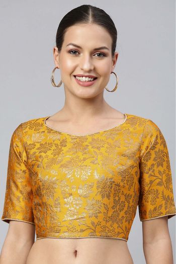 Jacquard Non Padded Blouse In Yellow Colour - BL1391279