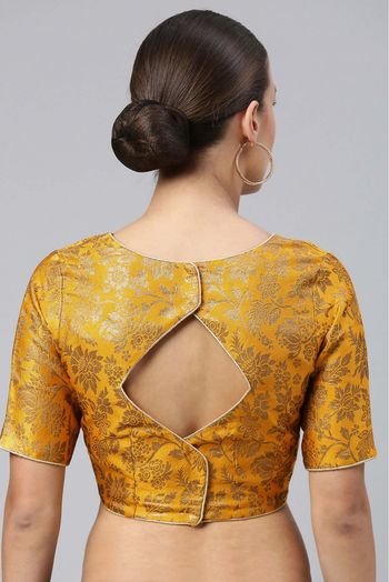 Jacquard Non Padded Blouse In Yellow Colour - BL1391279