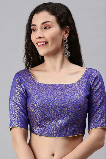 Jacquard Padded Blouse In Blue Colour - BL1391265