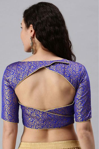 Jacquard Padded Blouse In Blue Colour - BL1391265