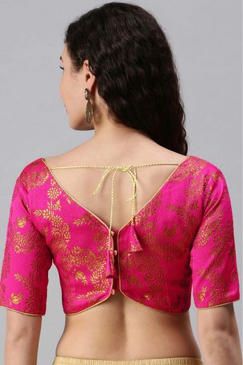 Jacquard Padded Blouse In Dark Pink Colour - BL1391263