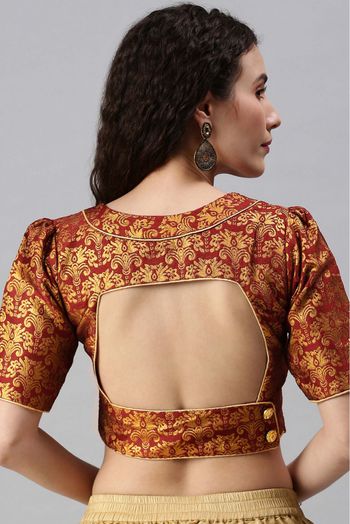 Jacquard Padded Blouse In Maroon Colour - BL1391260