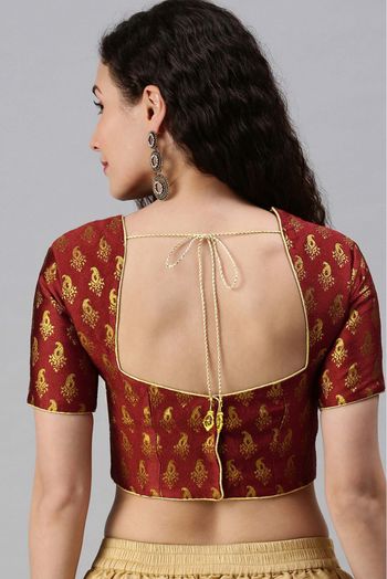 Jacquard Padded Blouse In Maroon Colour - BL1391261