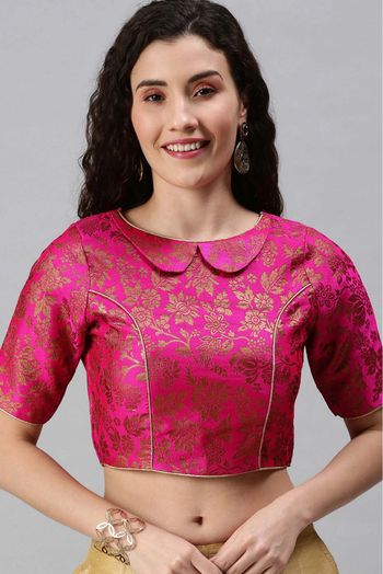 Jacquard Padded Blouse In Pink Colour - BL1391257