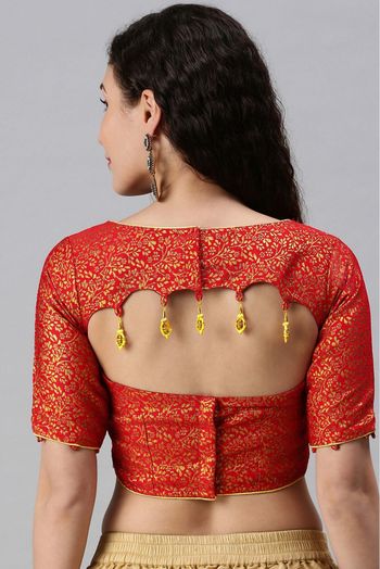 Jacquard Padded Blouse In Red Colour - BL1391268