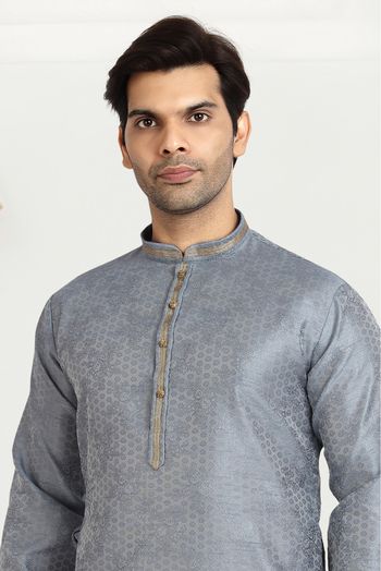 Jacquard Silk Kurta Pajama In Grey Colour - KP5413120