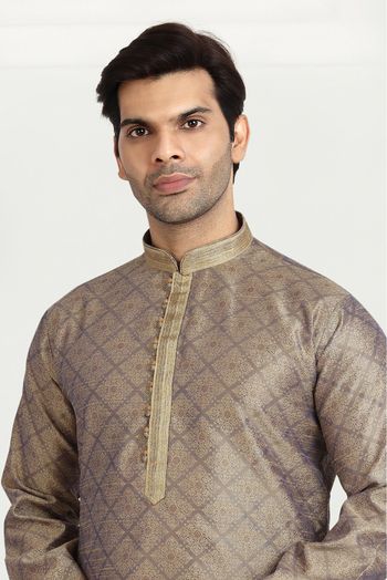 Jacquard Silk Kurta Pajama In Grey Colour - KP5413123