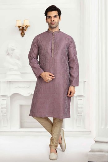 Jacquard Silk Kurta Pajama In Purple Colour - KP5413119