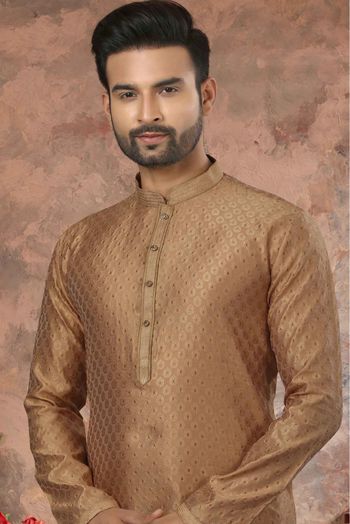 Jacquard Woven Kurta Pajama In Gold Colour - KP4120491