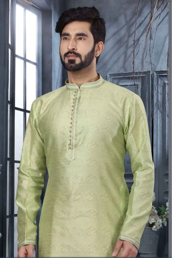 Jacquard Woven Kurta Pajama In Sea Green Colour - KP4120472