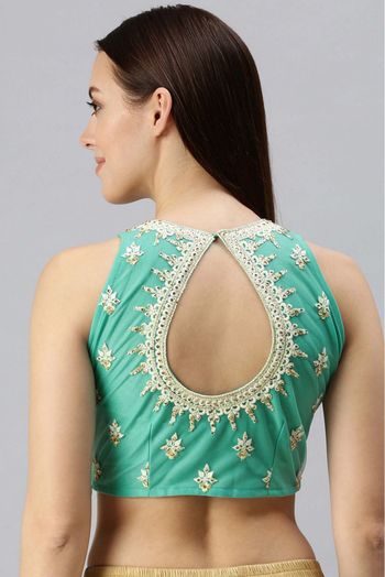 Lycra And Net Padded Blouse In Green Colour - BL1391256