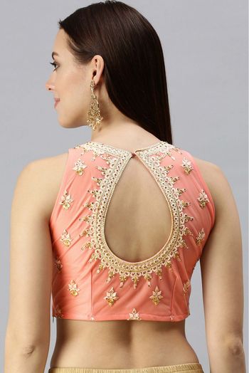 Lycra And Net Padded Blouse In Pink Colour - BL1391251