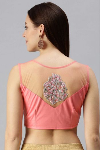 Lycra And Net Padded Blouse In Pink Colour - BL1391255