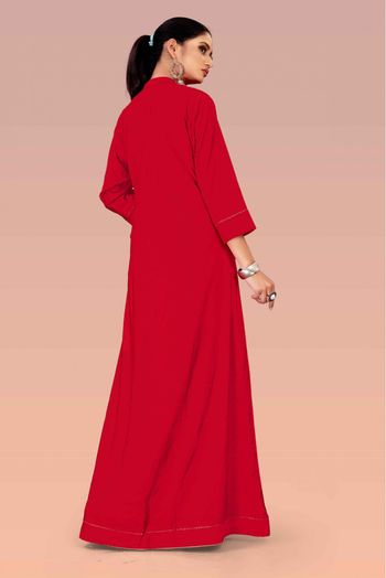 Plus Size Muslin And Georgette Party Wear Gown In Red Colour - GW5500129