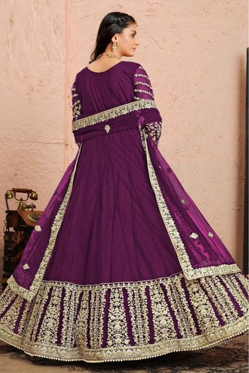 Net Embroidery Anarkali Suit In Maroon Colour-SM1640659