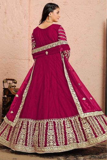 Net Embroidery Anarkali Suit In Red Colour-SM1640661