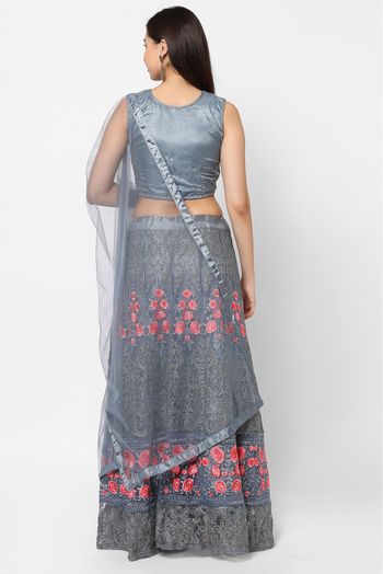 Net Embroidery Lehenga Choli In Grey Colour - LD5412763