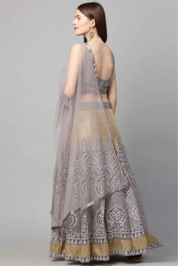 Net Embroidery Lehenga Choli In Grey Colour - LD5412778