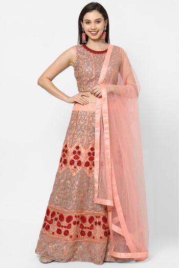 Net Embroidery Lehenga Choli In Pink Colour - LD5412764