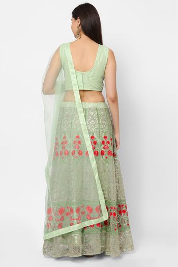 Net Embroidery Lehenga Choli In Pista Green Colour - LD5412762