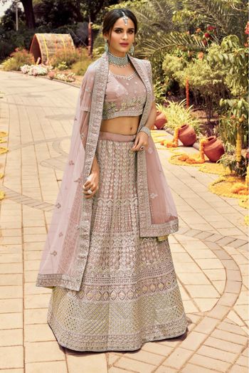 Mint Resham Work Lehenga Paired With Blouse & Dupatta | Deval Store