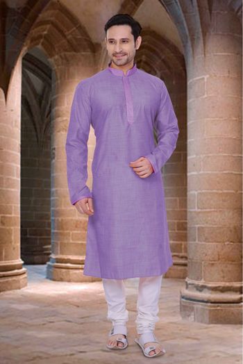Poly Cotton Kurta Pajama In Light Purple Colour - KP4781238