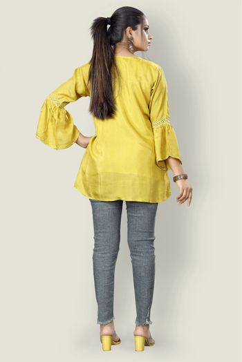 Pure Silk Casual Wear Tunic In Lemon Yellow Colour - KR5500113