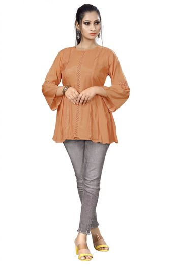 Pure Silk Casual Wear Tunic In Peach Colour - KR5500114