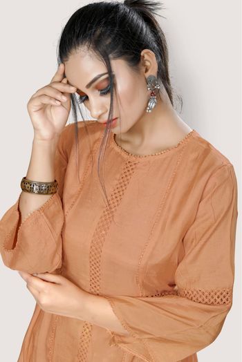 Pure Silk Casual Wear Tunic In Peach Colour - KR5500114