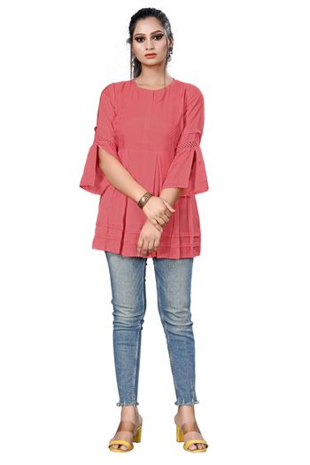 Pure Silk Casual Wear Tunic In Pink Colour - KR5500108