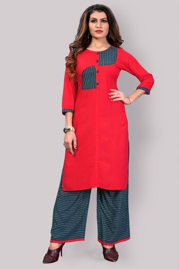 Plus Size Rayon Casual Wear Kurta Set In Pink Colour - KR5500102