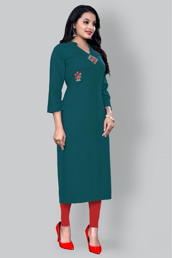 Rayon Casual Wear Kurti In Blue Colour - KR5500001