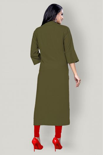 Rayon Casual Wear Kurti In Olive green Colour - KR5500005