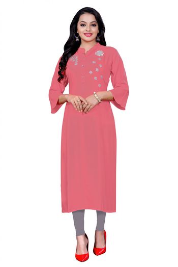 Rayon Casual Wear Kurti In Pink Colour - KR5500004