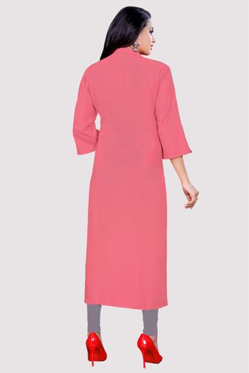 Rayon Casual Wear Kurti In Pink Colour - KR5500004