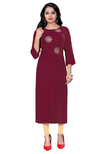 Rayon Casual Wear Kurti In Purple Colour - KR5500002