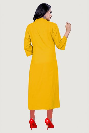 Rayon Casual Wear Kurti In Yellow Colour - KR5500003