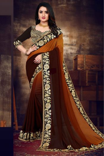 ivory beige satin silk designer saree with Embroidery – Zaribanaras global