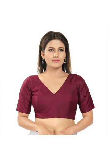 Velvet Back Open Padded Blouse In Maroon Colour - BL4740108