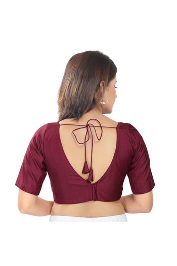 Silk Back Open Padded Blouse In Maroon Colour - BL4740857