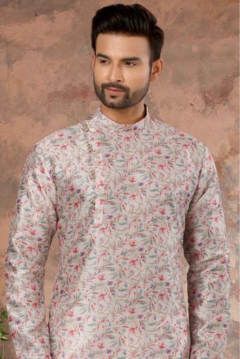 Silk Digital Print Kurta Pajama In Multicolour - KP4120497