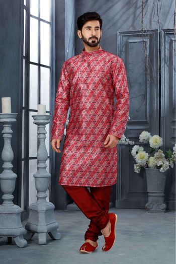 Silk Digital Print Kurta Pajama In Multicolour - KP4120498